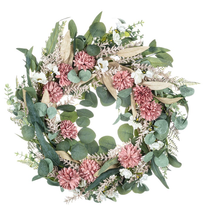 Pink/White Flower Eucalyptus Wreath
