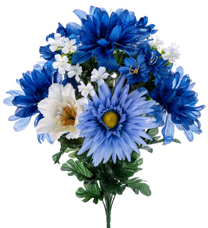 Blue/Dark Blue/White Gerbera Bush