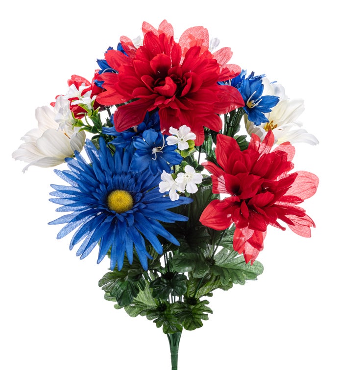 Red/White/Blue Mum Gerbera Bush