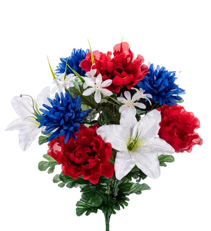 Red/White/Blue Peony Lily Bush