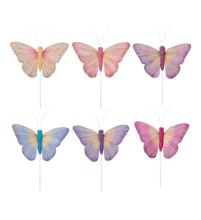 Pastel Wing Butterfly Pick  6 Assorted