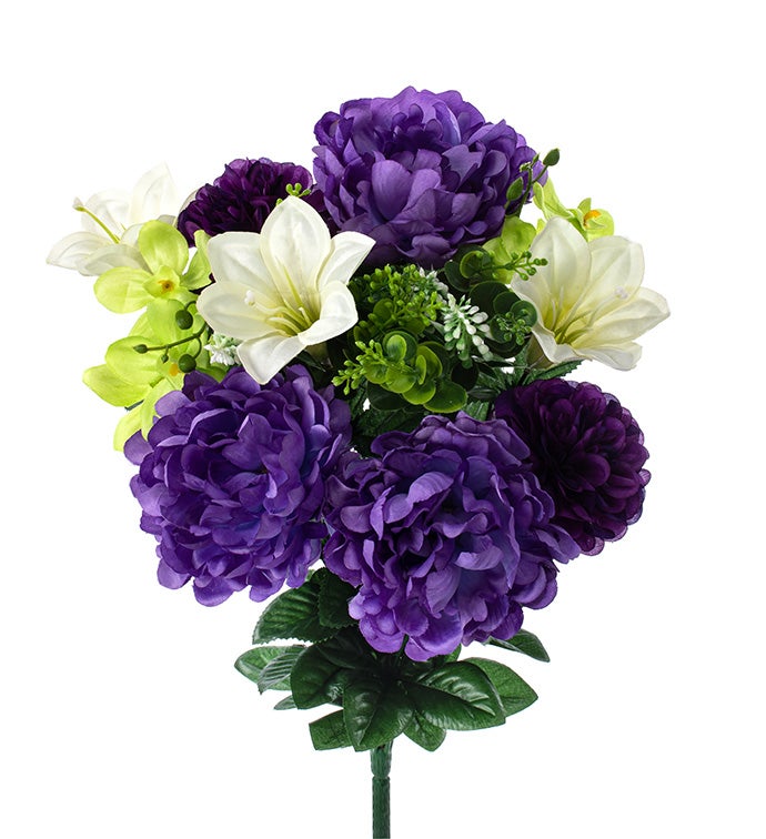 Purple and White Lily and Mum Memorial Bush