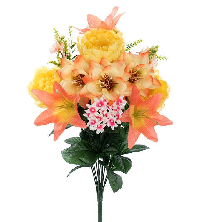 Yellow Peony and Lily Memorial Bush