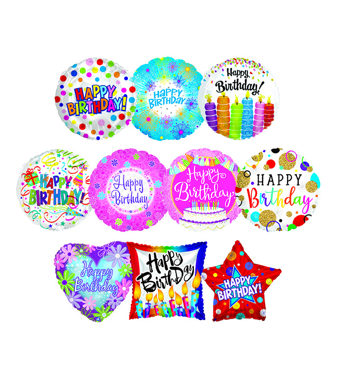 17" Happy Birthday Balloon Asst - Case of 100