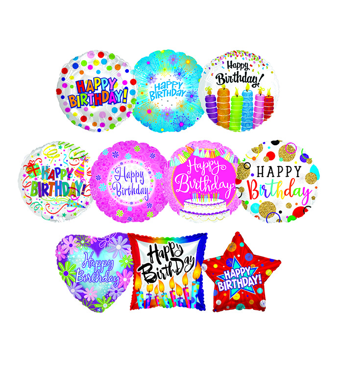 17" Happy Birthday Balloon Asst - Case of 50