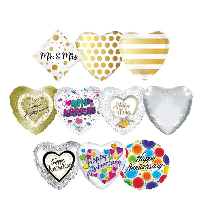 17" Classic Wedding Anniversary Balloon Kit - Case of 100