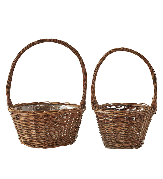 Willow Basket w/Liner, Set of 2 - Case of 12