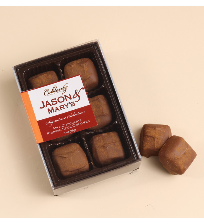 3 oz 6 Piece Milk Pumpkin Spice Caramels Box - Case Pack 18