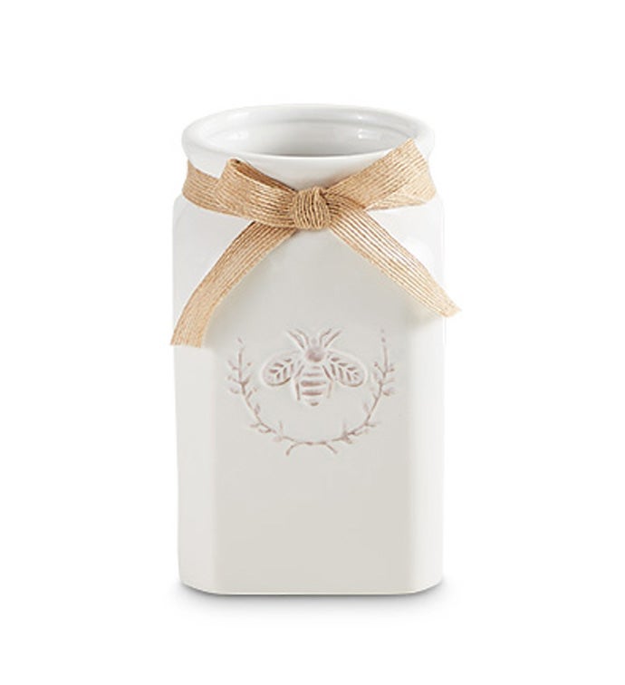 Bee Vase with Raffia - Case of 8