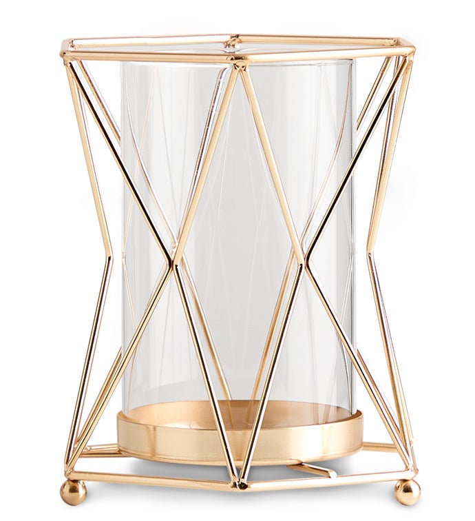 Glass & Gold Metal Vase - Case of 8