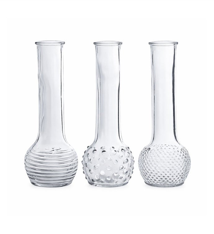8 1/2" Dot-Dash Bud Vase Trio - Case Pack 24