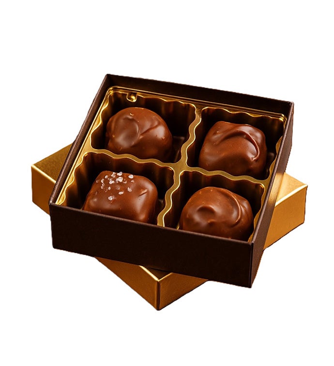 4 Piece Gold Box Milk Assorted Chocolates - Case Pack 24