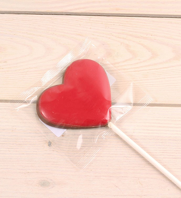 3 oz Milk Chocolate Red Heart Sucker - Case Pack 18