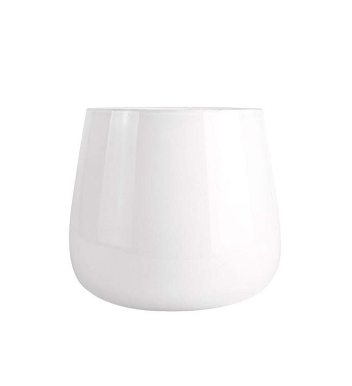 6" White Glass Round Bottom Tapered Vase - Case of 12