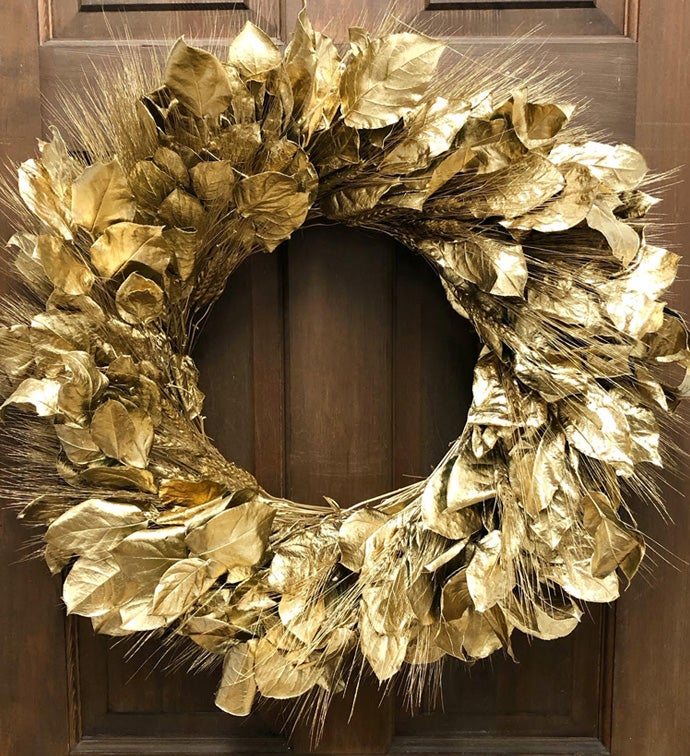20" Gold Salal & Wheat Wreath - Case of 1