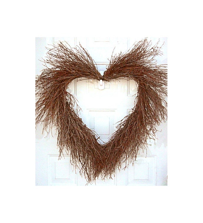20" Natural Quailbrush Heart-Shaped Wreath - Case of 1