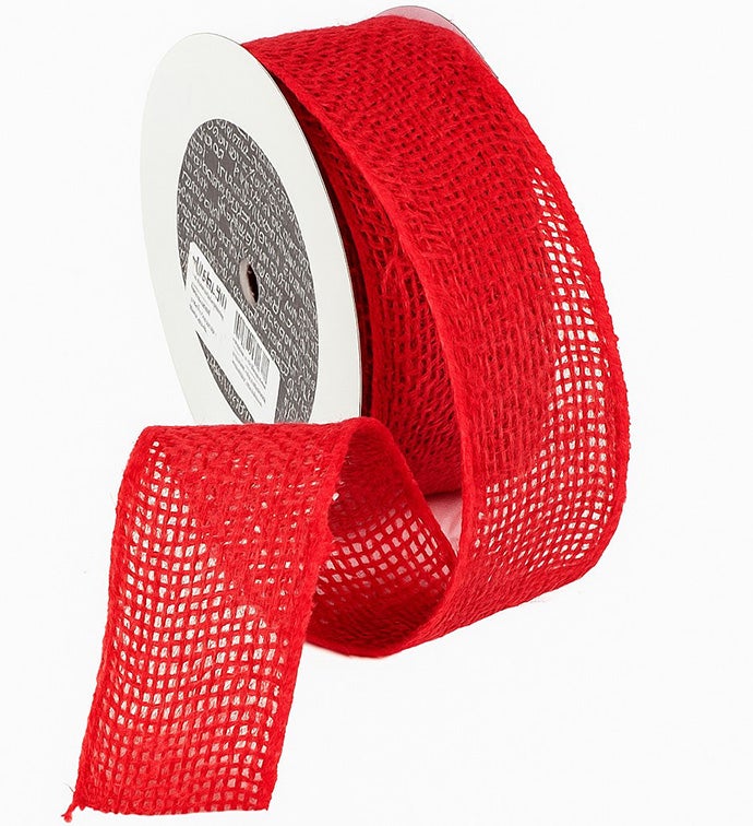 2" Red Wire Edge Burlap Ribbon - Case of 1
