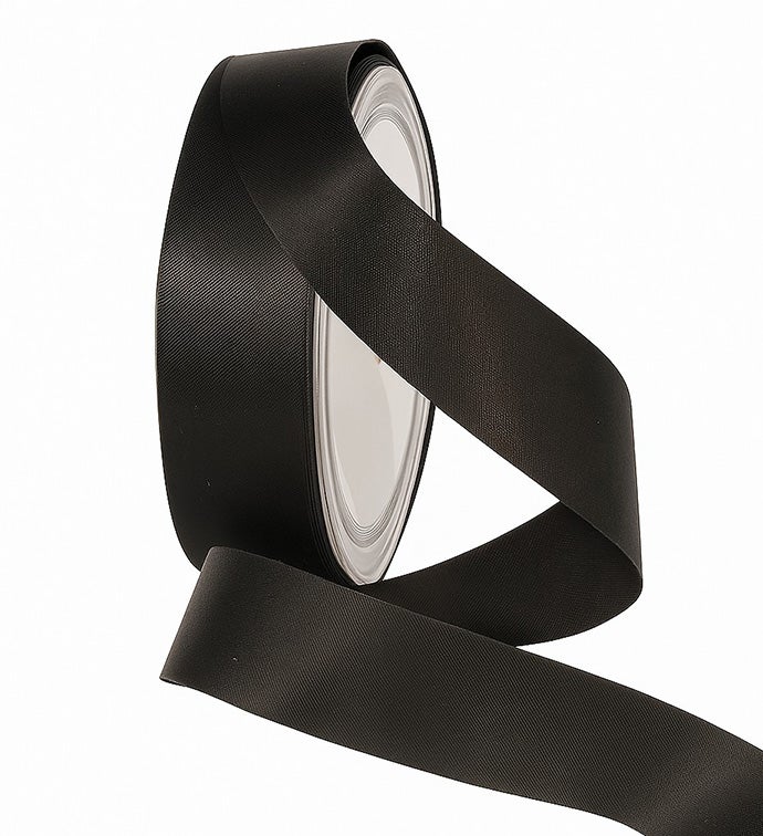  1" Black Single Face Florist Satin - Case of 1