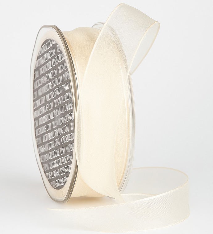 1" Cream Wire Edge Crystal Organdy Ribbon - Case of 1