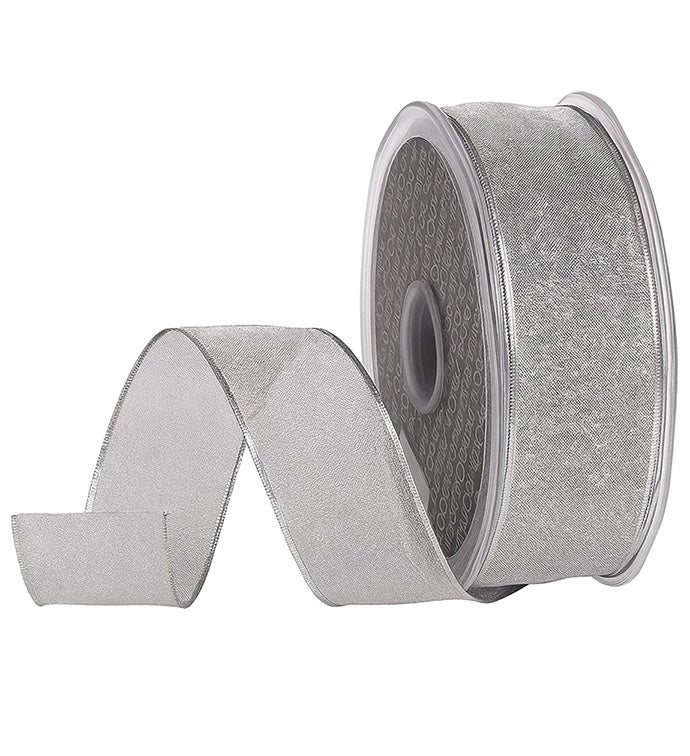 1" Silver Night Wire Edge Crystal Organdy Ribbon - Case of 1