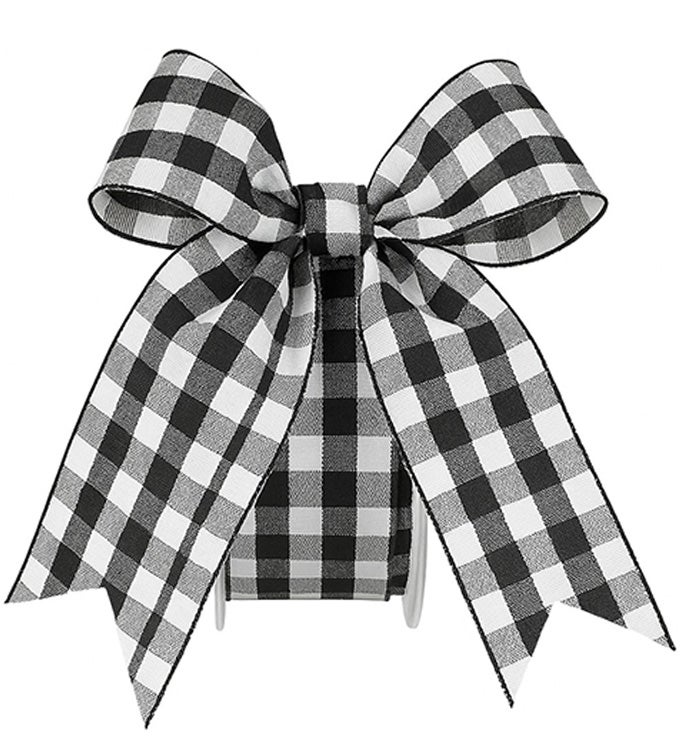 1.5" Black/White Woven Edge Vichy Check Ribbon - Case of 1