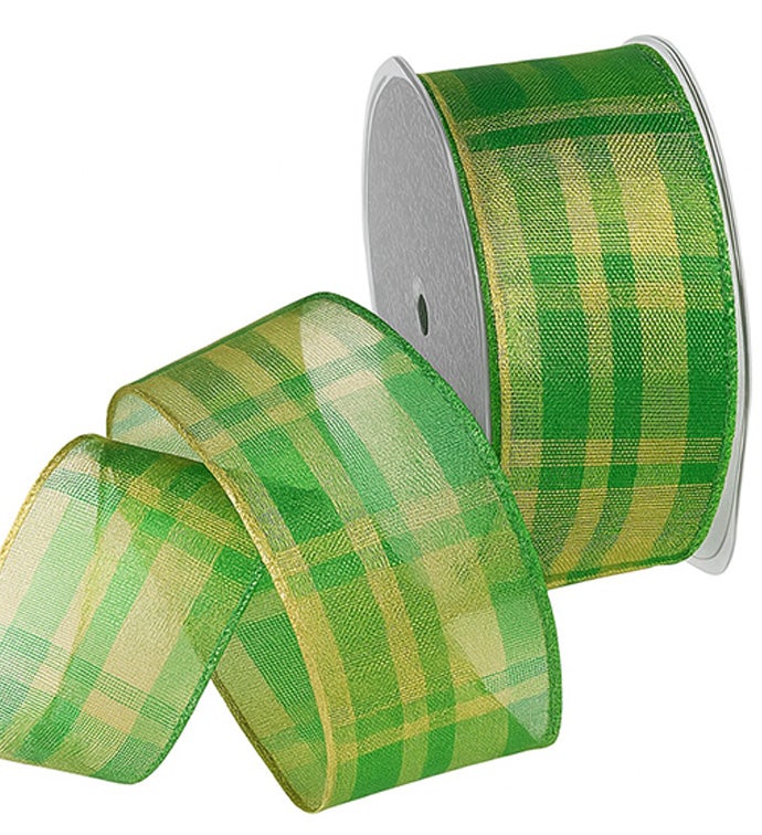1.5" Forest/Gold French Wired Metallic Tartan - Case of 1