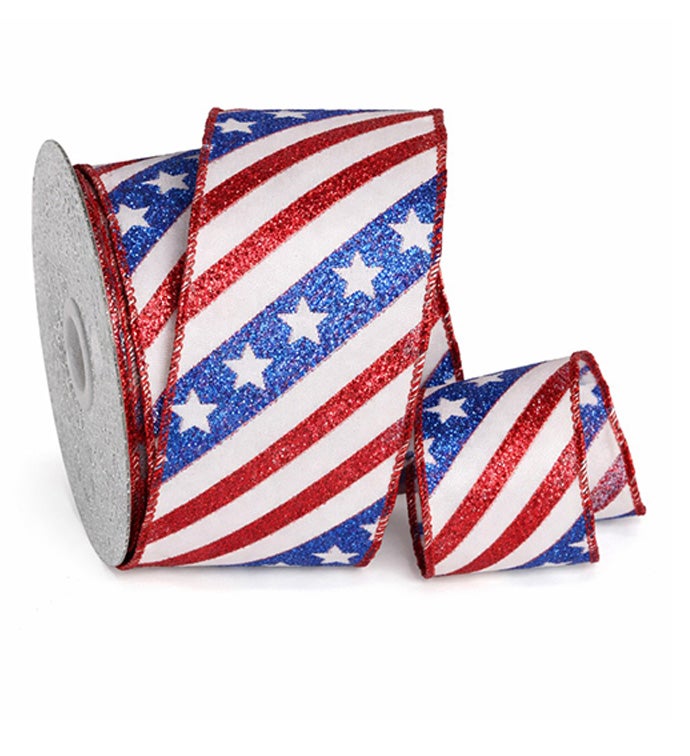 2.5" Wired Stripes and Stars Ribbon - Case of 1