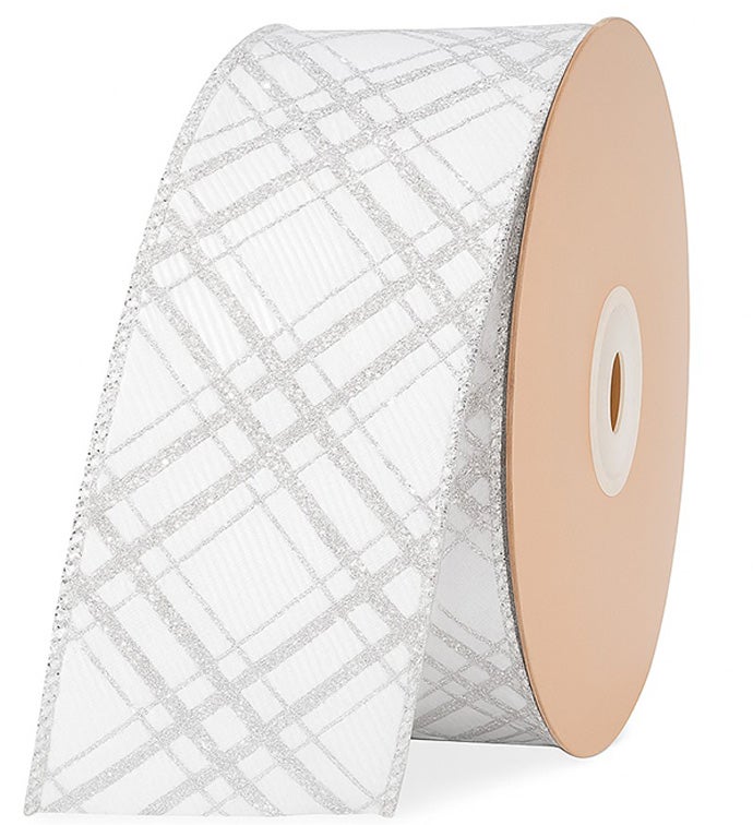 2.5" Silver Wired Christmas Diamond Stripes - Case of 1