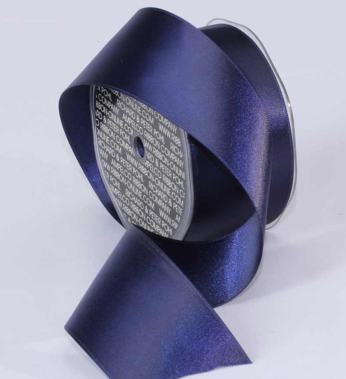2" Navy Blue Double Face Satin Ribbon - Case of 1