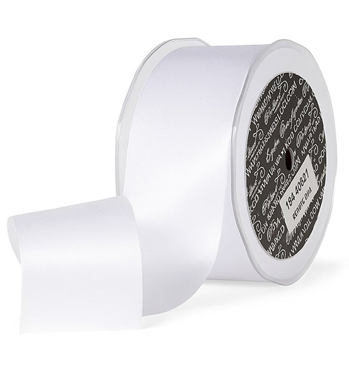 2" White Single Face Florist Satin - Case of 1