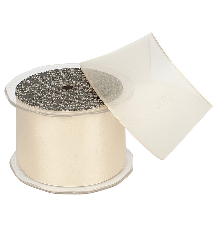 2 3/8" Cream Wire Edge Crystal Organdy Ribbon - Case of 1
