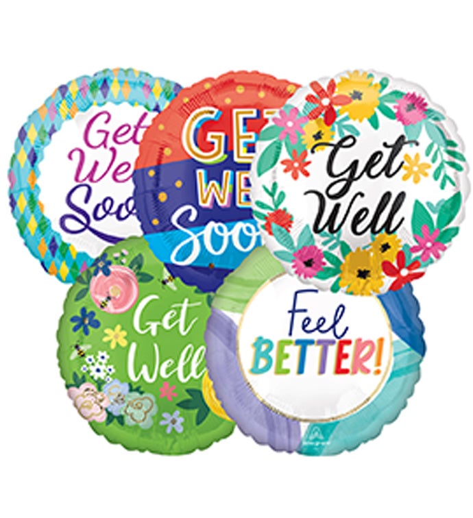 17" Standard Balloon Assortment Package  -  Get Well  -  Case of 25