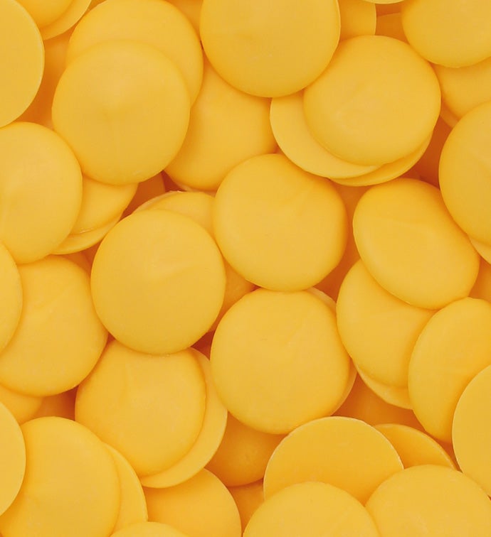 25 lbs Sunshine Yellow Vanilla Flavored Candy Wafers - Case of 1