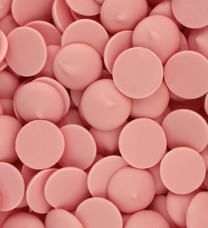 25 lbs Rose Pink Vanilla Flavored Candy Wafers - Case of 1