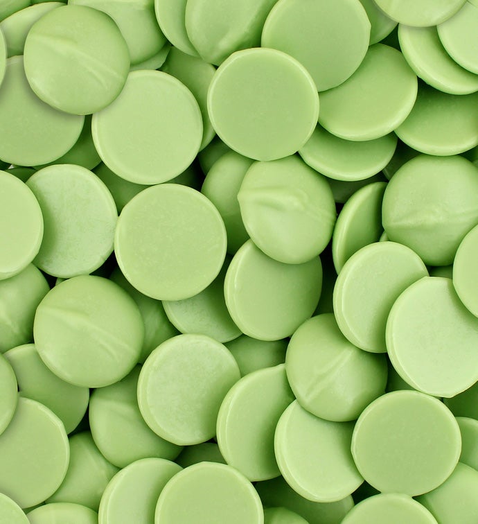 25 lbs Spring Green Vanilla Flavored Candy Wafers - Case of 1