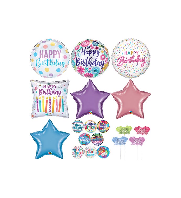 Happy Birthday Balloons Kit Pastels - Case of 90
