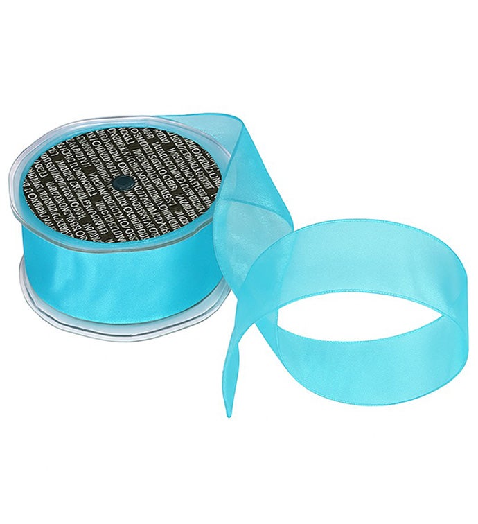 1.5" x 27 Yards Saphire Wire Edge Crystal Organdy - Case of 1