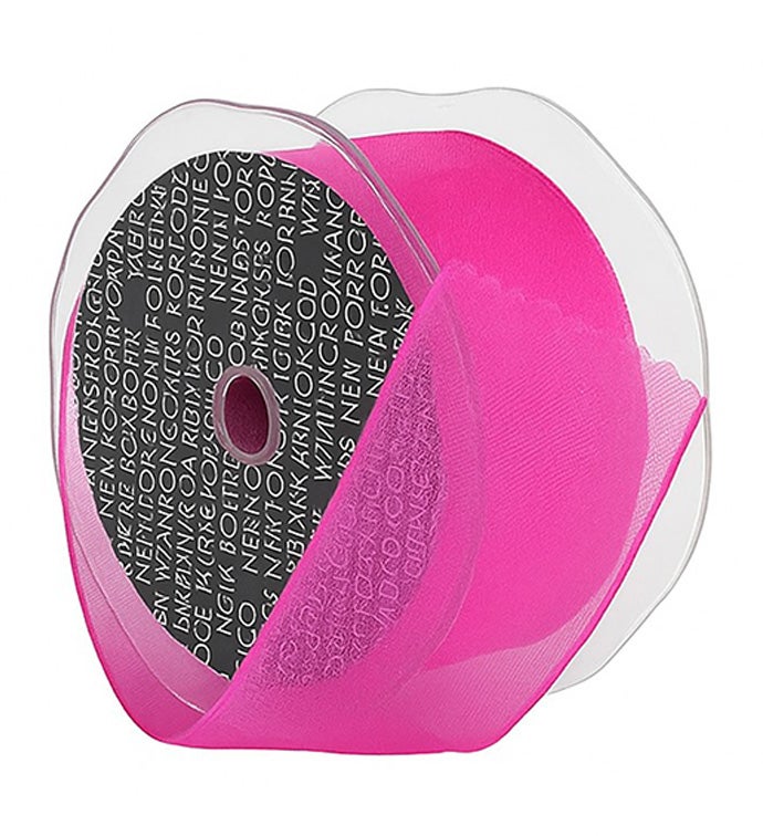 1.5" x 27 Yards Fuschia Wire Edge Crystal Organdy - Case of 1