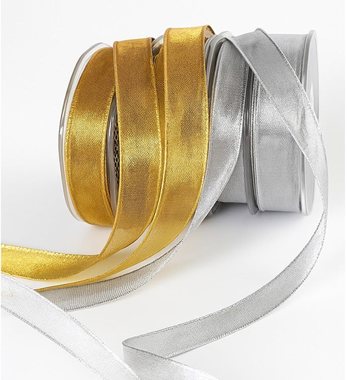 5/8" x 25 yards Wire Edge Metallic Sheer Rain Ribbon Combo - Case of 2