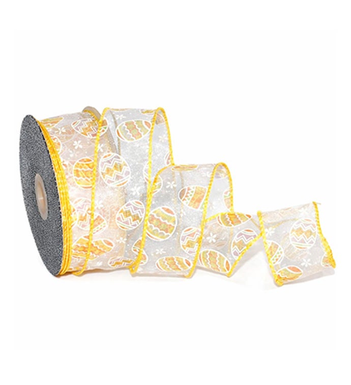 1.5" Wired Sheer Easter Eggs Ribbon - Case of 1 