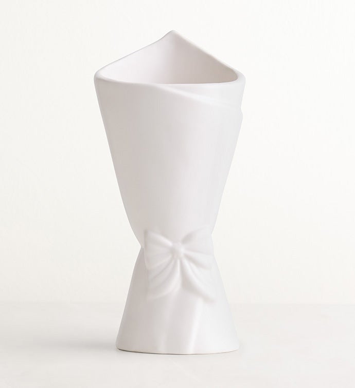 White Ceramic Bow Vase