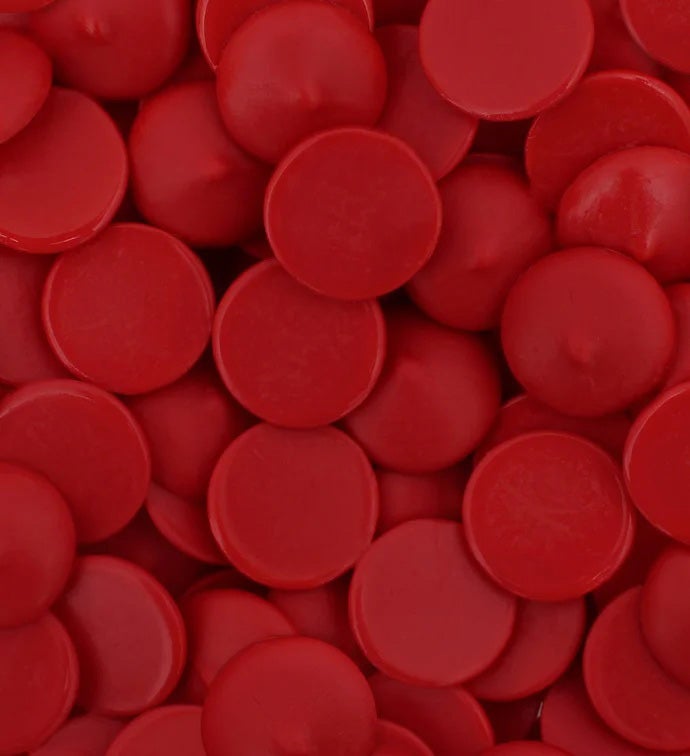 25 lbs Cardinal Red Vanilla Flavored Candy Wafers - Case of 1