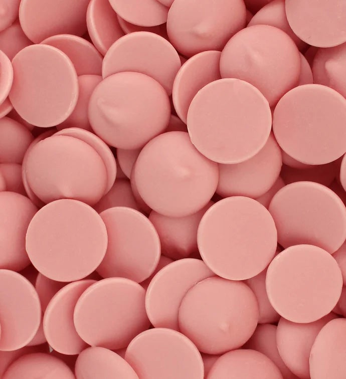 25 lbs Rose Pink Vanilla Flavored Candy Wafers - Case of 1