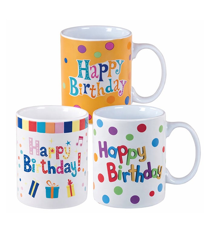 3 Asst Happy Birthday Mug 10oz - Case of 24