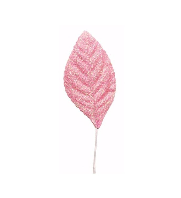 2.25" Glitter Leaves (Pink) - Pack of 100