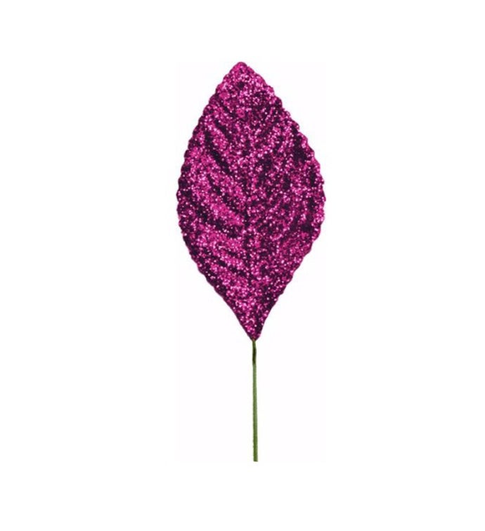 2.25" Glitter Leaves (Fushia) - Pack of 100