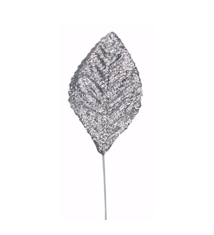 2.25" Glitter Leaves (Silver) - Pack of 100