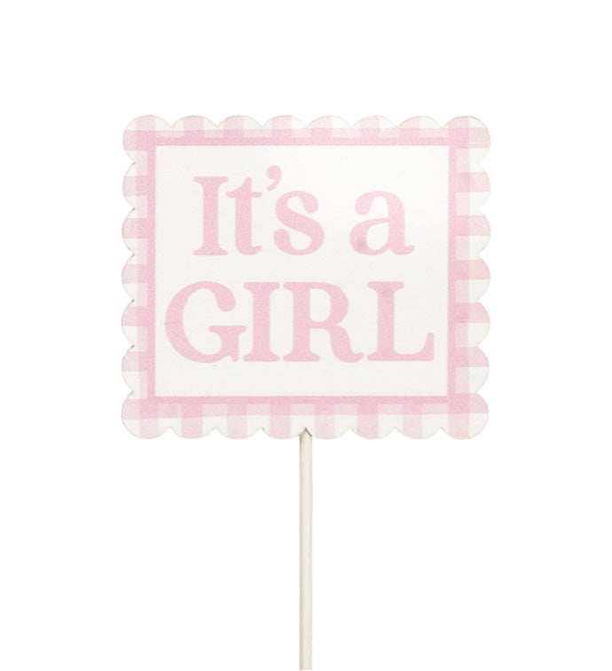 Pick Wood It's A Girl Gingham - Case of 24