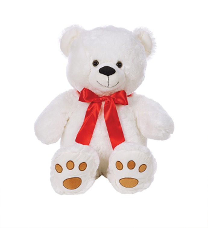 Large White Bear with Red Bow - Case of 3