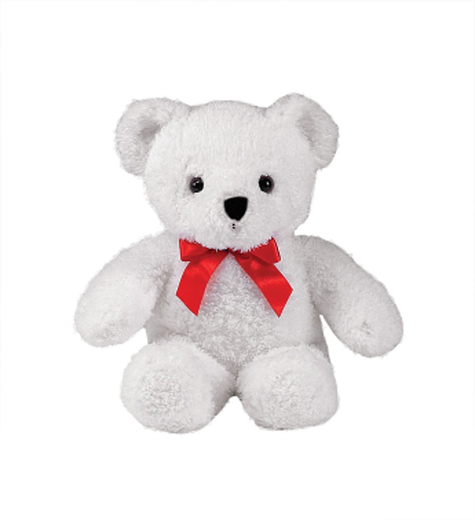 Small White Bear with Red Bow - Case of 24